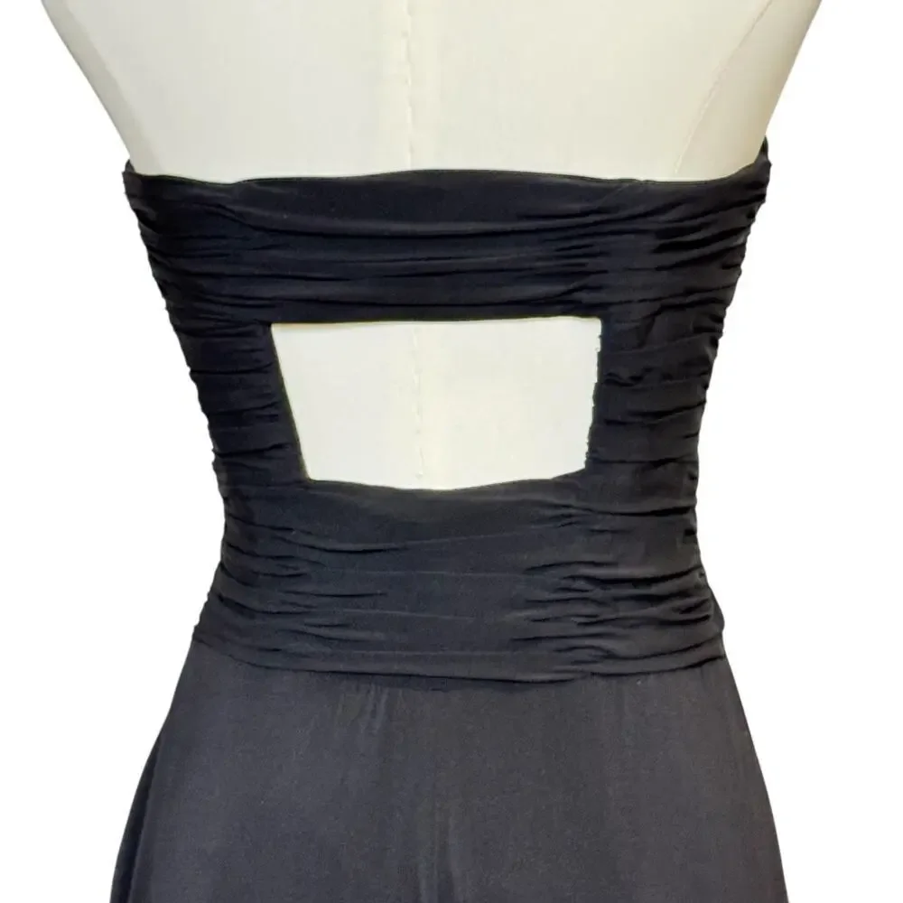 Laundry by Shelli Segal Black Strapless Maxi Dress Back Cutout Formal Gown Wms 2 - Picture 2 of 6